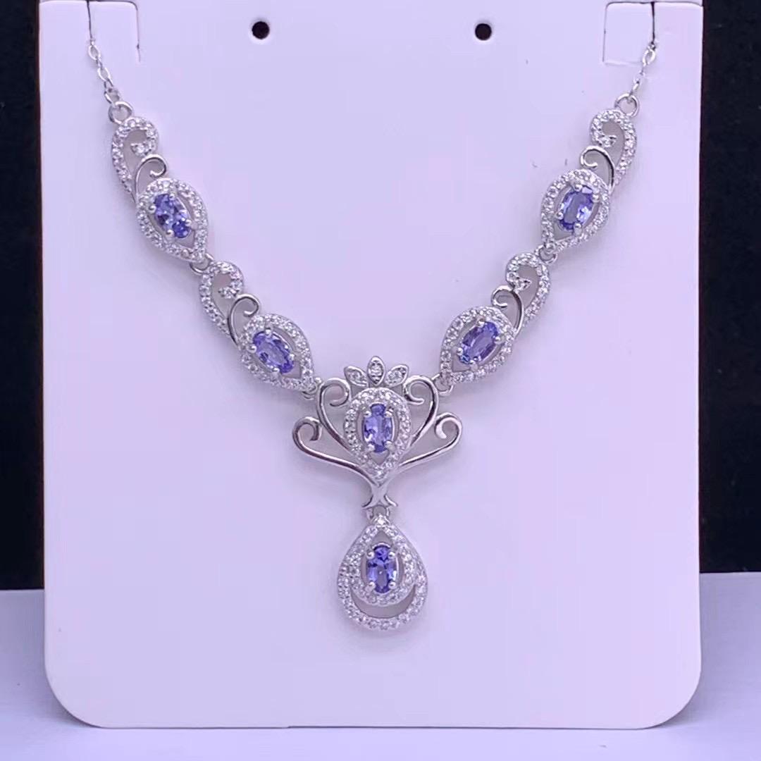 Baceda Tanzanite S925 Silver Necklace Special-Shaped