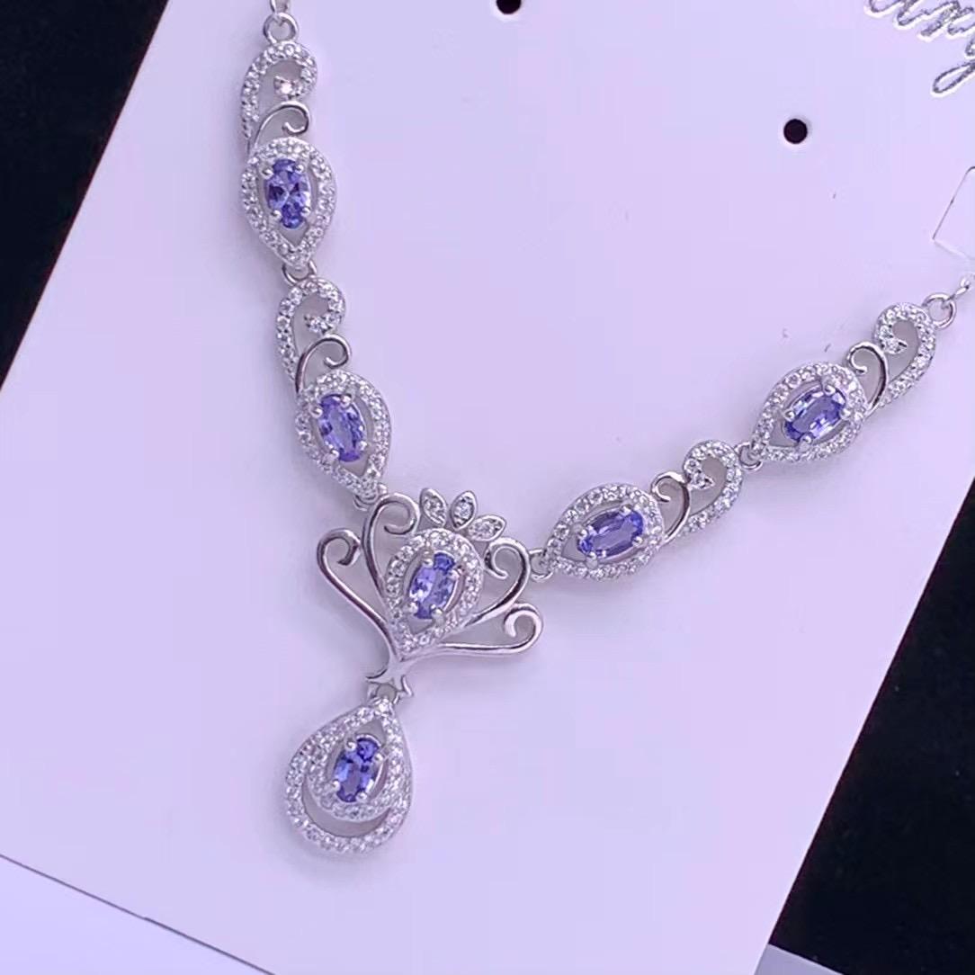 Baceda Tanzanite S925 Silver Necklace Special-Shaped