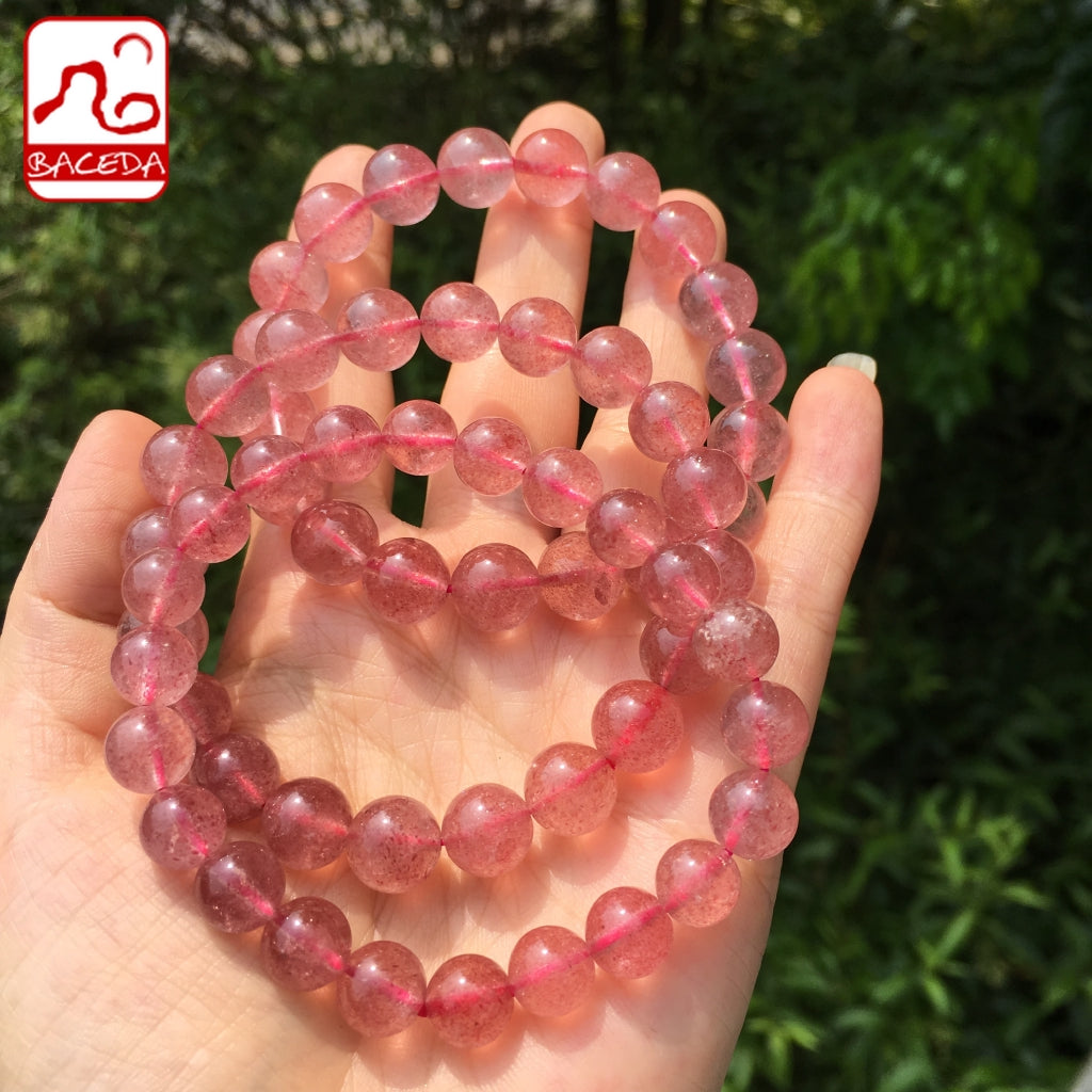 Baceda Natural Strawberry color Strawberry Quartz Bracelet for Ladies’ Gift 100% Nature Strawberry Quartz Bangle Gift