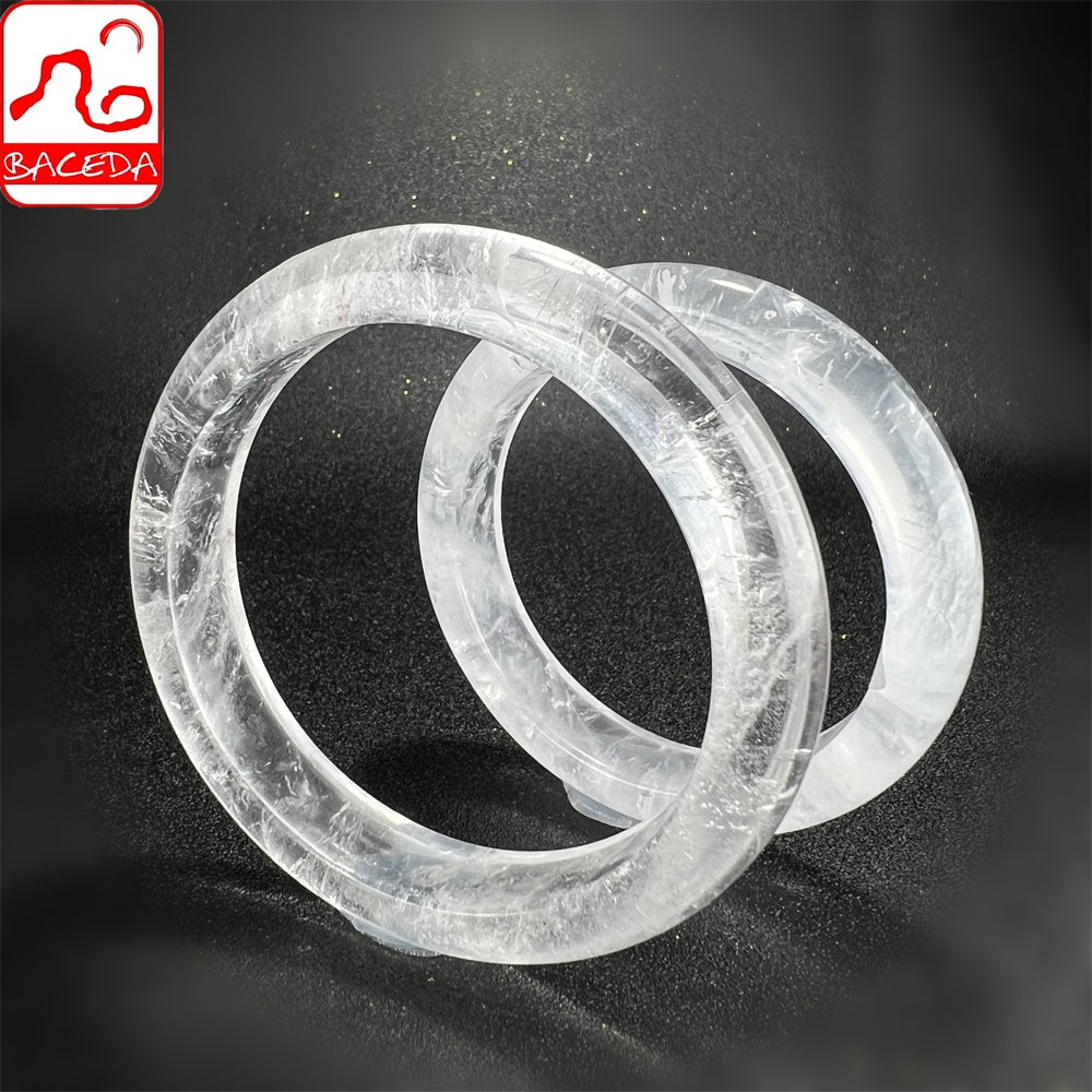 Baceda Natural Crystal Clear quartz bangle Improve magnetic field enhance self-confidence with certificate and gift box