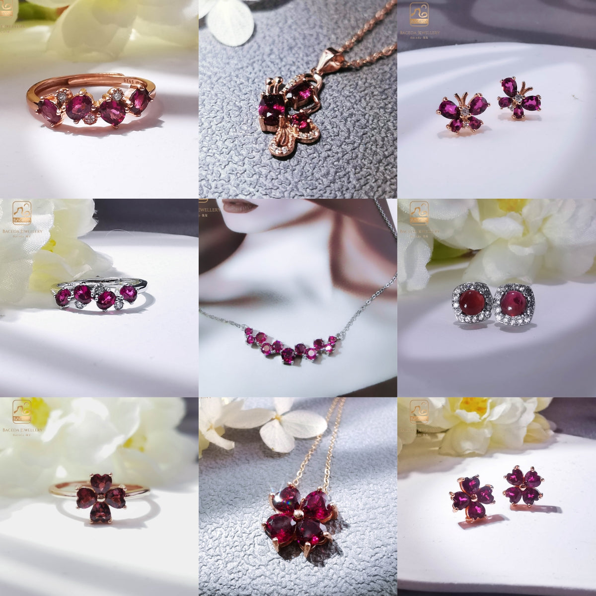 20230105 Almandine S925 Jewellery  Necklace， Ring，Earring Studs for Daily & Birthday