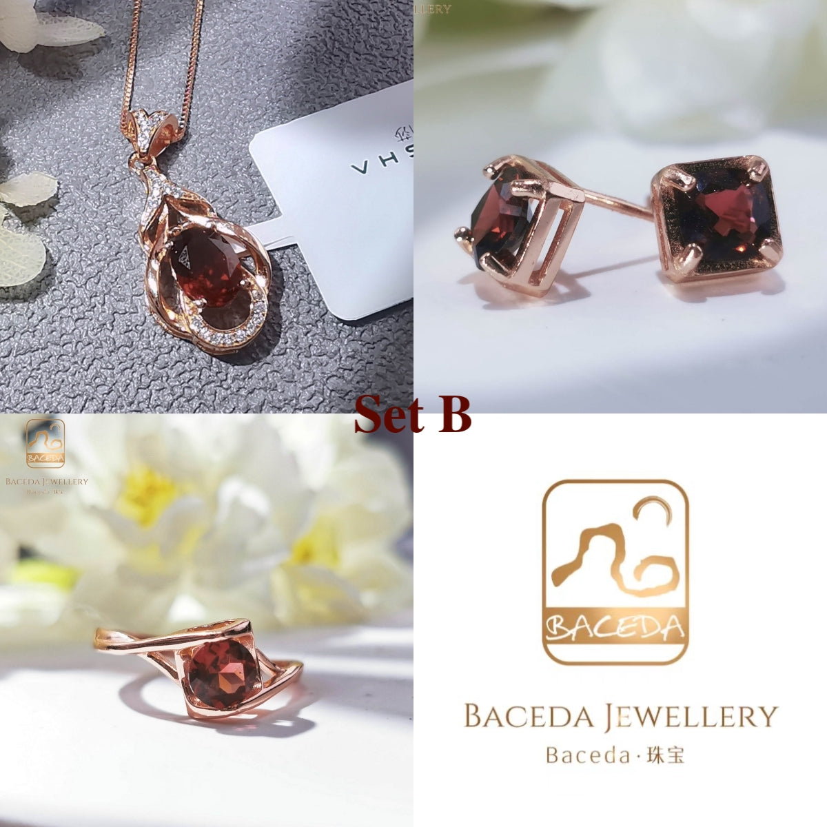 20230105 January Gem Garnet S925 Jewellery Necklace，Ring，Earrings Studs for Daily & Birthstone