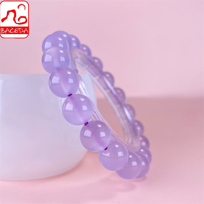 Baceda Natural Crystal Nutural Purple chalcedony Purple Jade bracelet for women for man with certificate and gift box