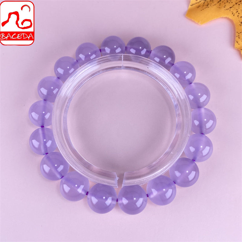 Baceda Natural Crystal Nutural Purple chalcedony Purple Jade bracelet for women for man with certificate and gift box