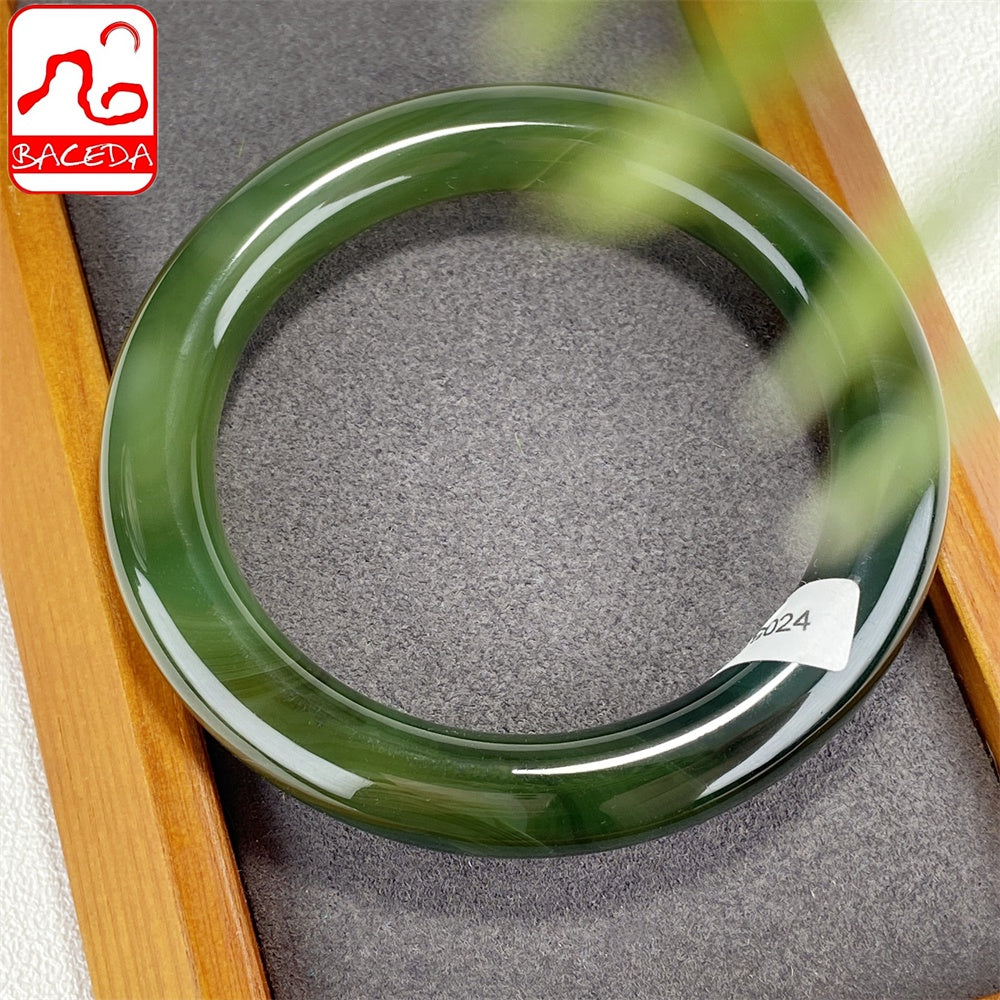 Baceda Natural Crystal Green Agate bangle relieve the pressure feel happy with certificate and gift box