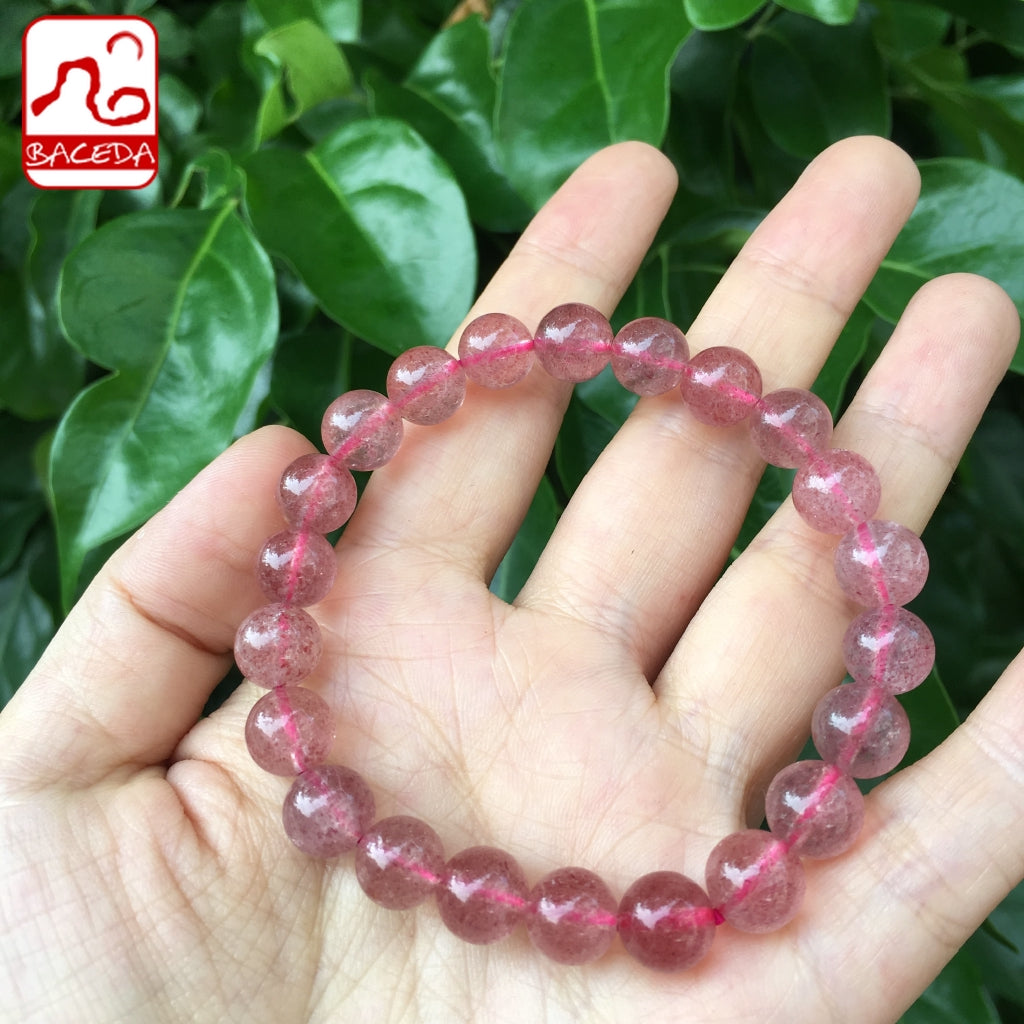 Baceda Natural Strawberry color Strawberry Quartz Bracelet for Ladies’ Gift 100% Nature Strawberry Quartz Bangle Gift