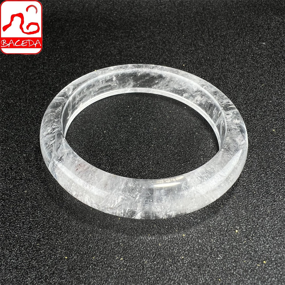 Baceda Natural Crystal Clear quartz bangle Improve magnetic field enhance self-confidence with certificate and gift box