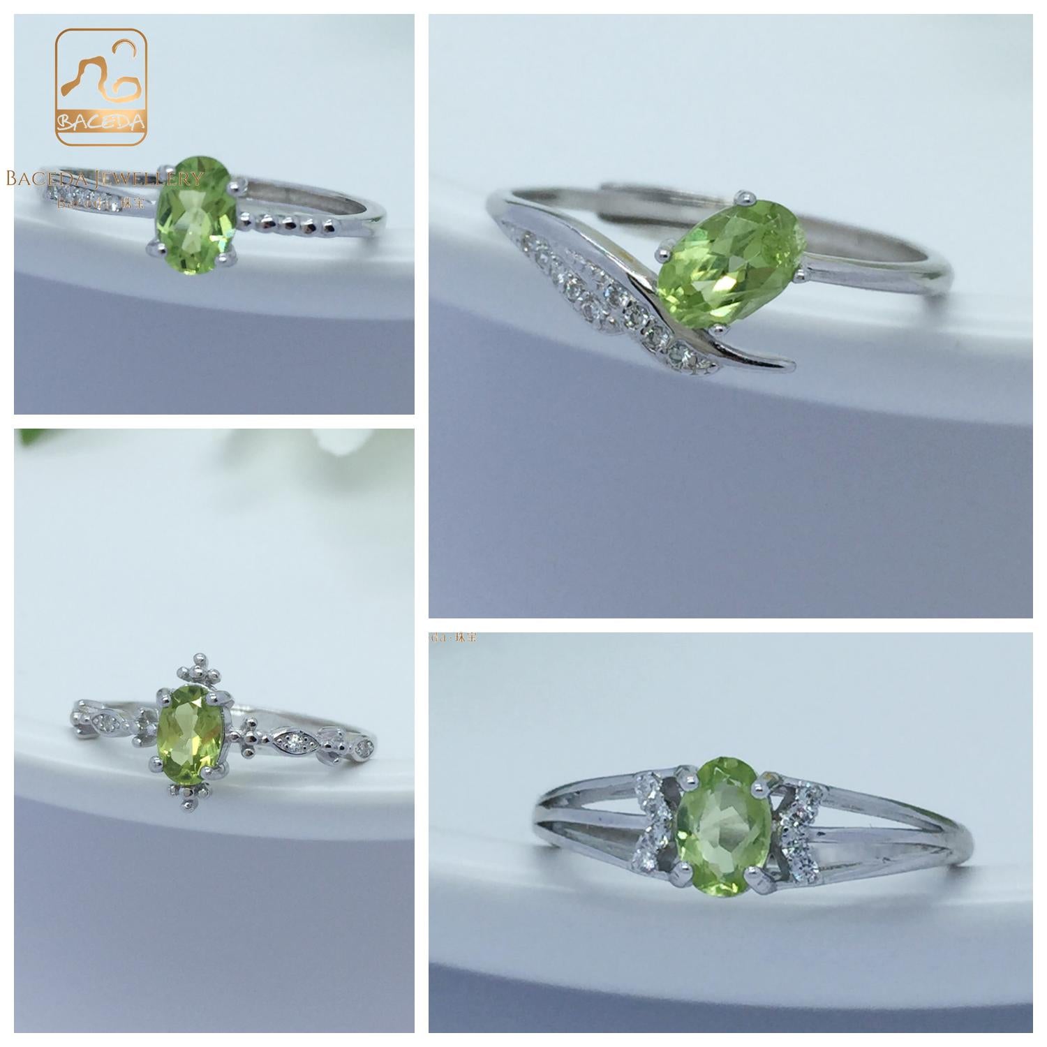 No.A-E Baceda Peridot S925 Ring adjustable /free size with certificate