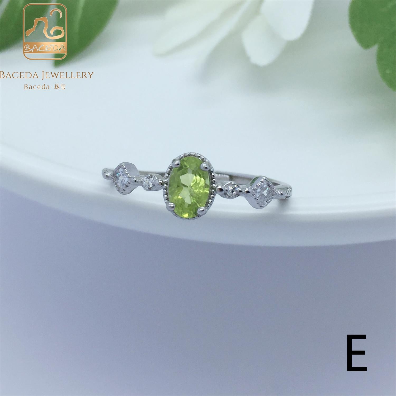 No.A-E Baceda Peridot S925 Ring adjustable /free size with certificate