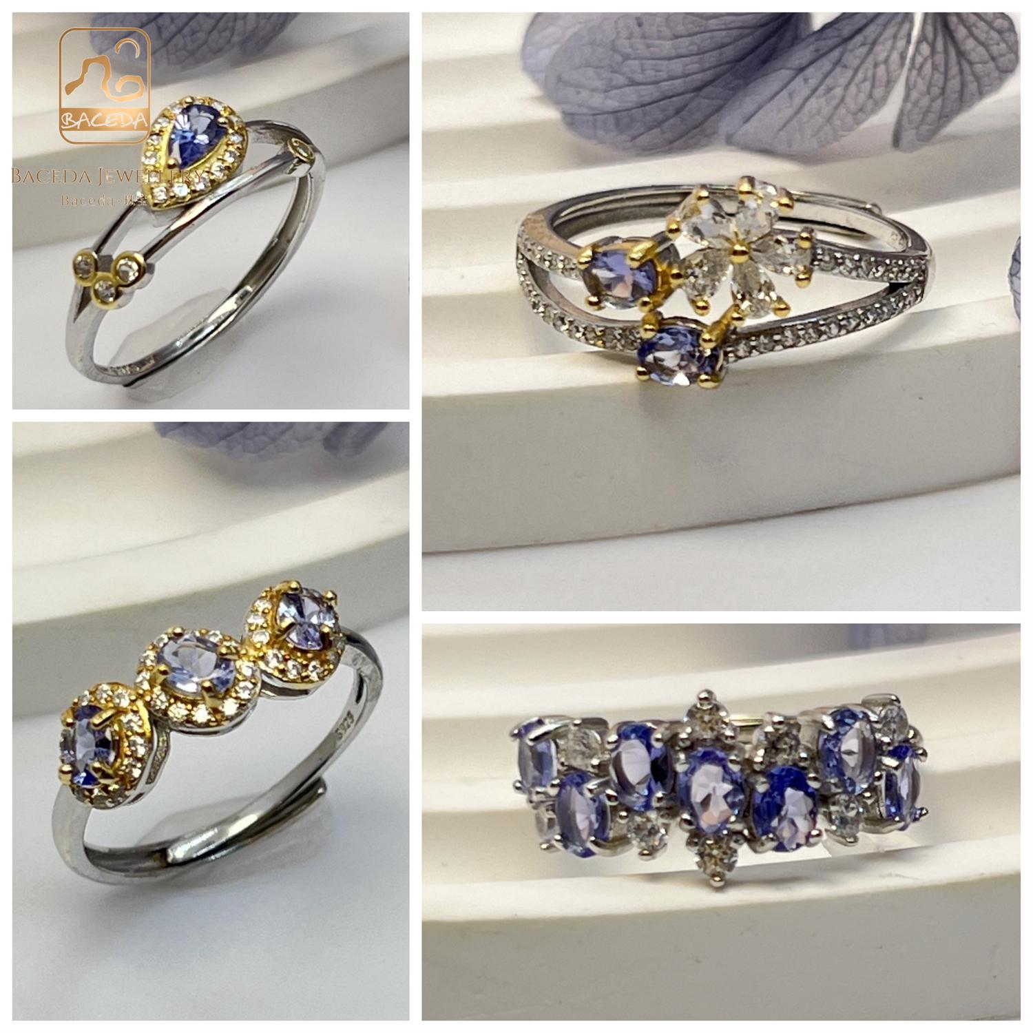Baceda Tanzanite S925 Silver Rings Special-Shaped
