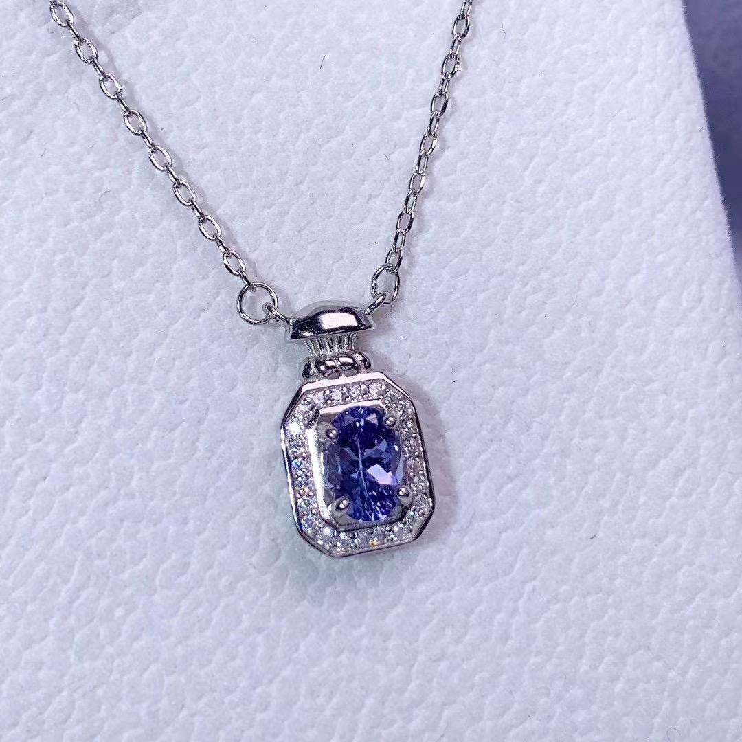 Dây chuyền bạc Baceda Tanzanite S925 hình dạng đặc biệt