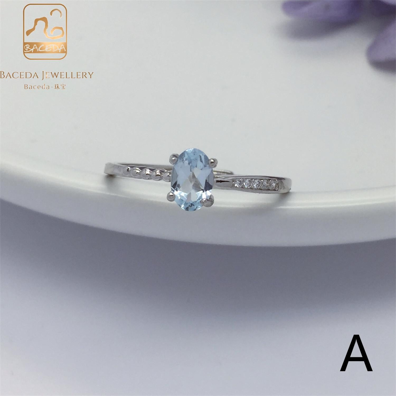 No.A-E Baceda Topaz S925 Ring adjustable /free size with certificate