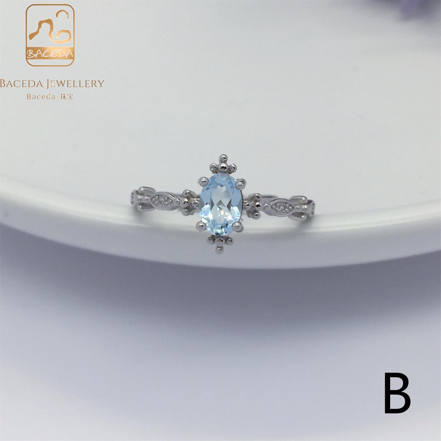 No.A-E Baceda Topaz S925 Ring adjustable /free size with certificate