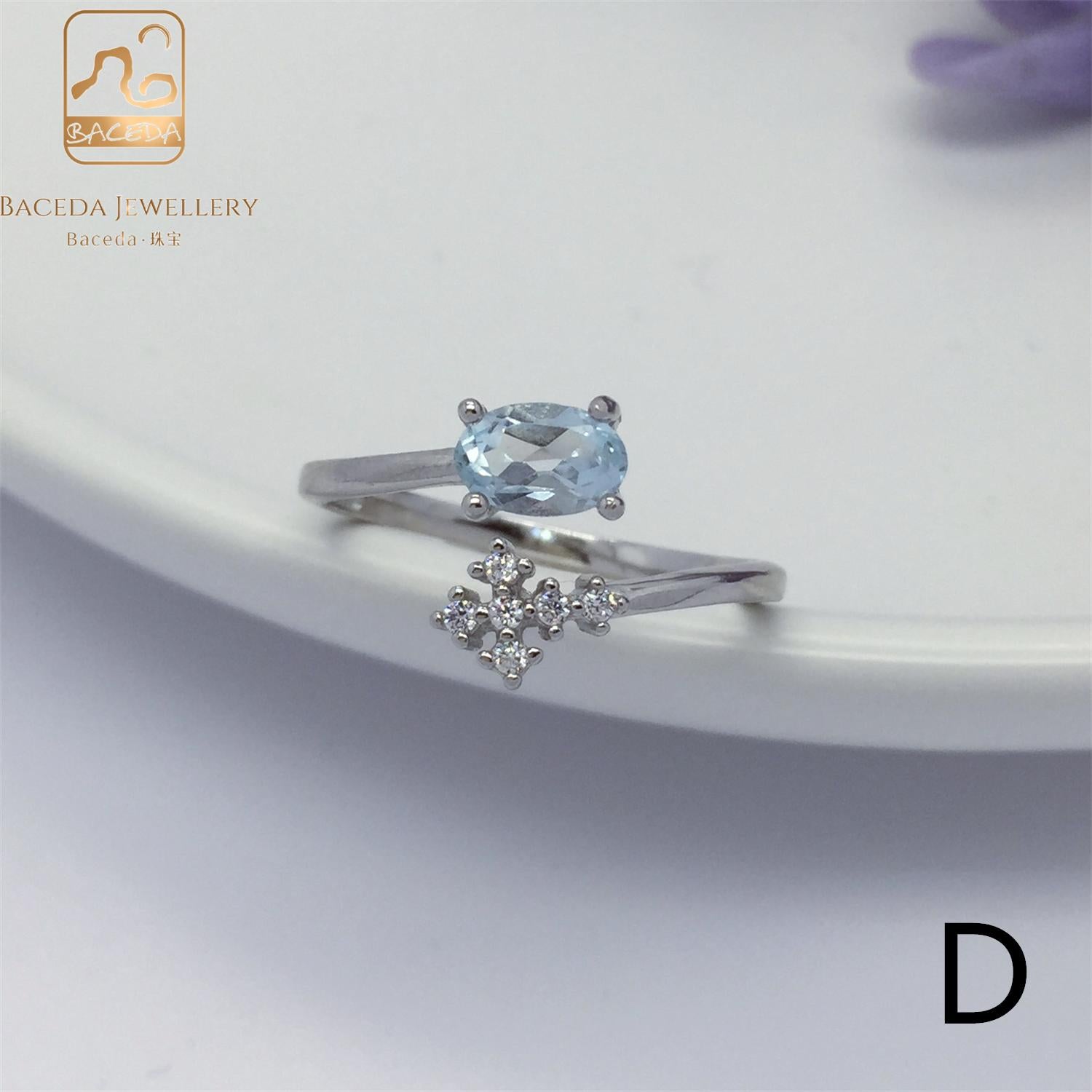 No.A-E Baceda Topaz S925 Ring adjustable /free size with certificate