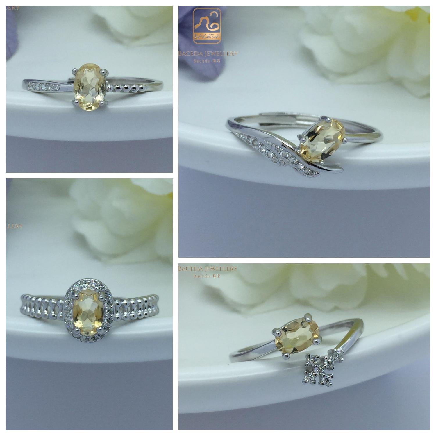 No.A-E Baceda Citrine S925 ring adjustable/free size with certificate