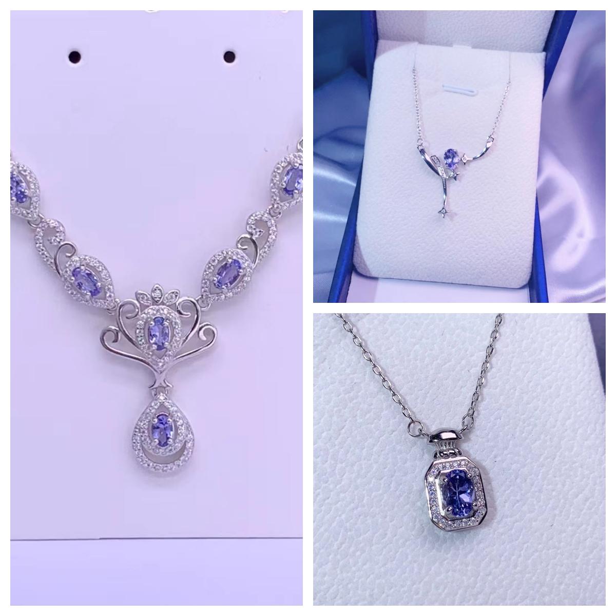 Dây chuyền bạc Baceda Tanzanite S925 hình dạng đặc biệt