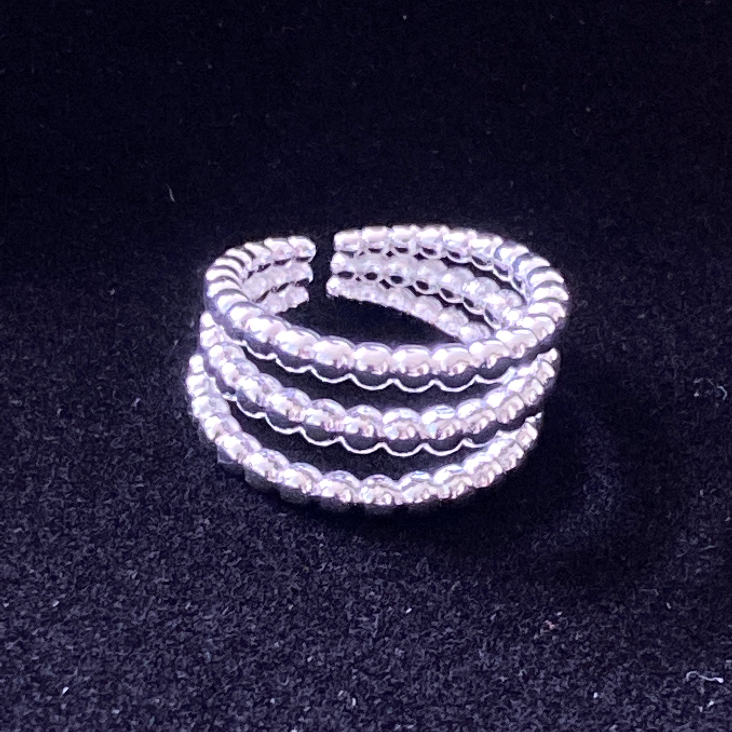 R506 FashionStyle 3 layers Beaded /OpenWork（Tail/Knuckle）Ring