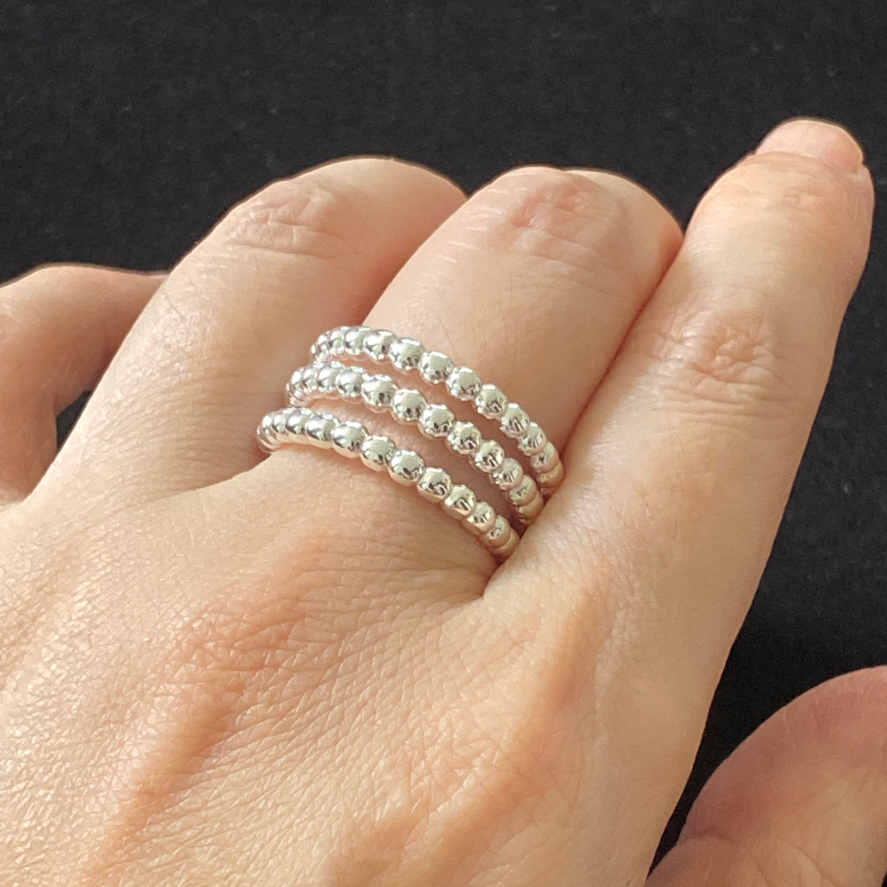 R506 FashionStyle 3 layers Beaded /OpenWork（Tail/Knuckle）Ring