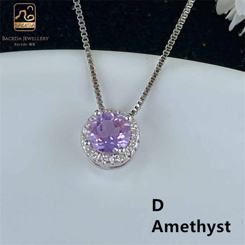 Mặt dây chuyền Baceda nhiều màu sắc Amethyst Topaz Citrine Garnet Peridot mặt dây chuyền với dây chuyền kim loại đồng