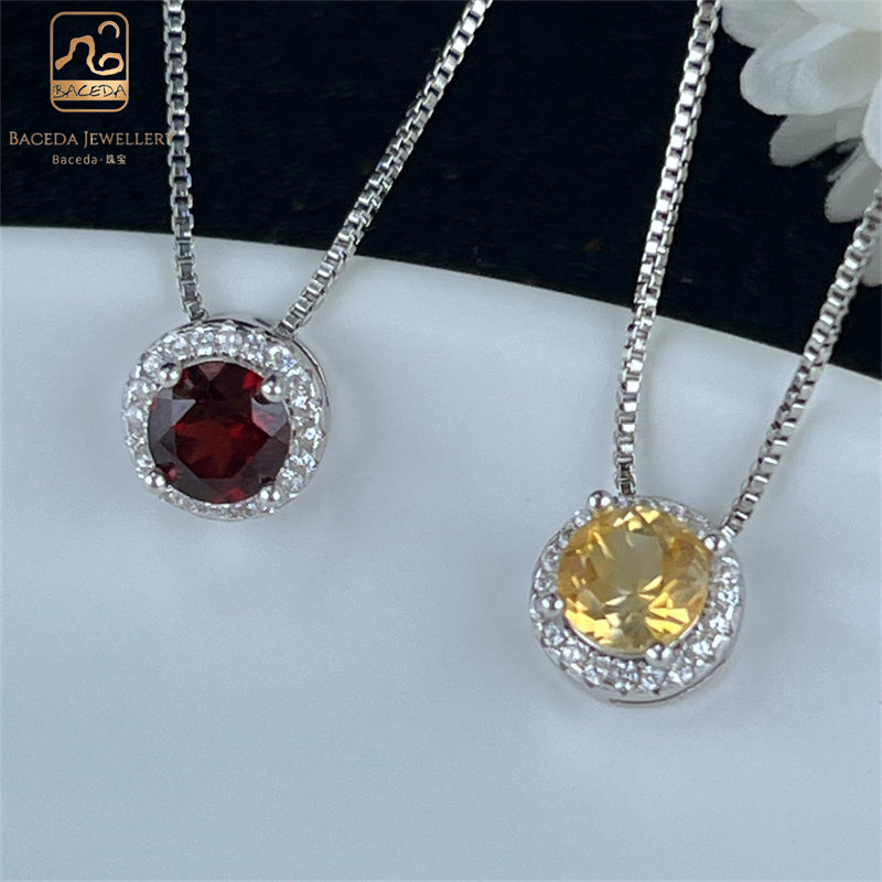 Mặt dây chuyền Baceda nhiều màu sắc Amethyst Topaz Citrine Garnet Peridot mặt dây chuyền với dây chuyền kim loại đồng