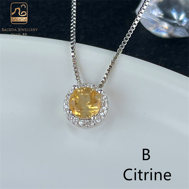 Mặt dây chuyền Baceda nhiều màu sắc Amethyst Topaz Citrine Garnet Peridot mặt dây chuyền với dây chuyền kim loại đồng