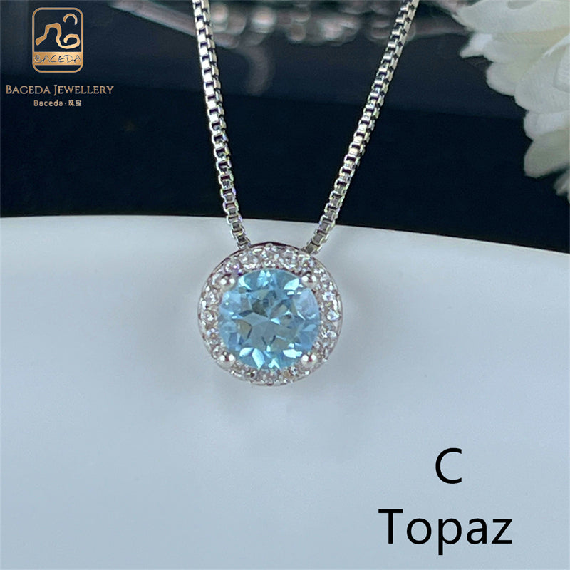 Mặt dây chuyền Baceda nhiều màu sắc Amethyst Topaz Citrine Garnet Peridot mặt dây chuyền với dây chuyền kim loại đồng