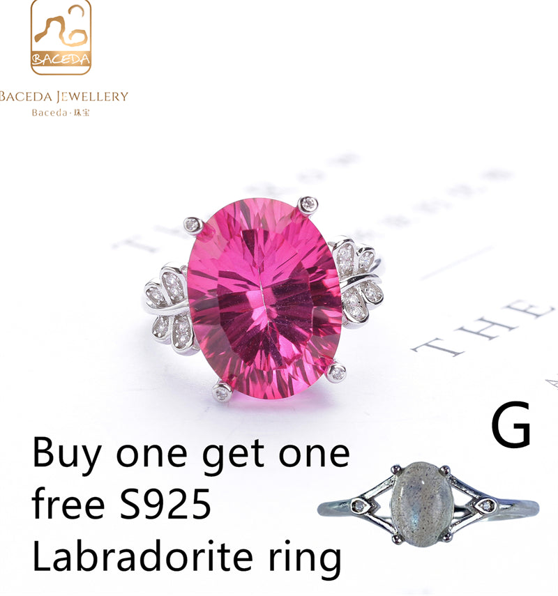 buy one get one free Labradorite ring Blue Topaz ring big stone 12x16mm 10x11mm S925 silver ring adjustable Pink Royal Blue Luxurious