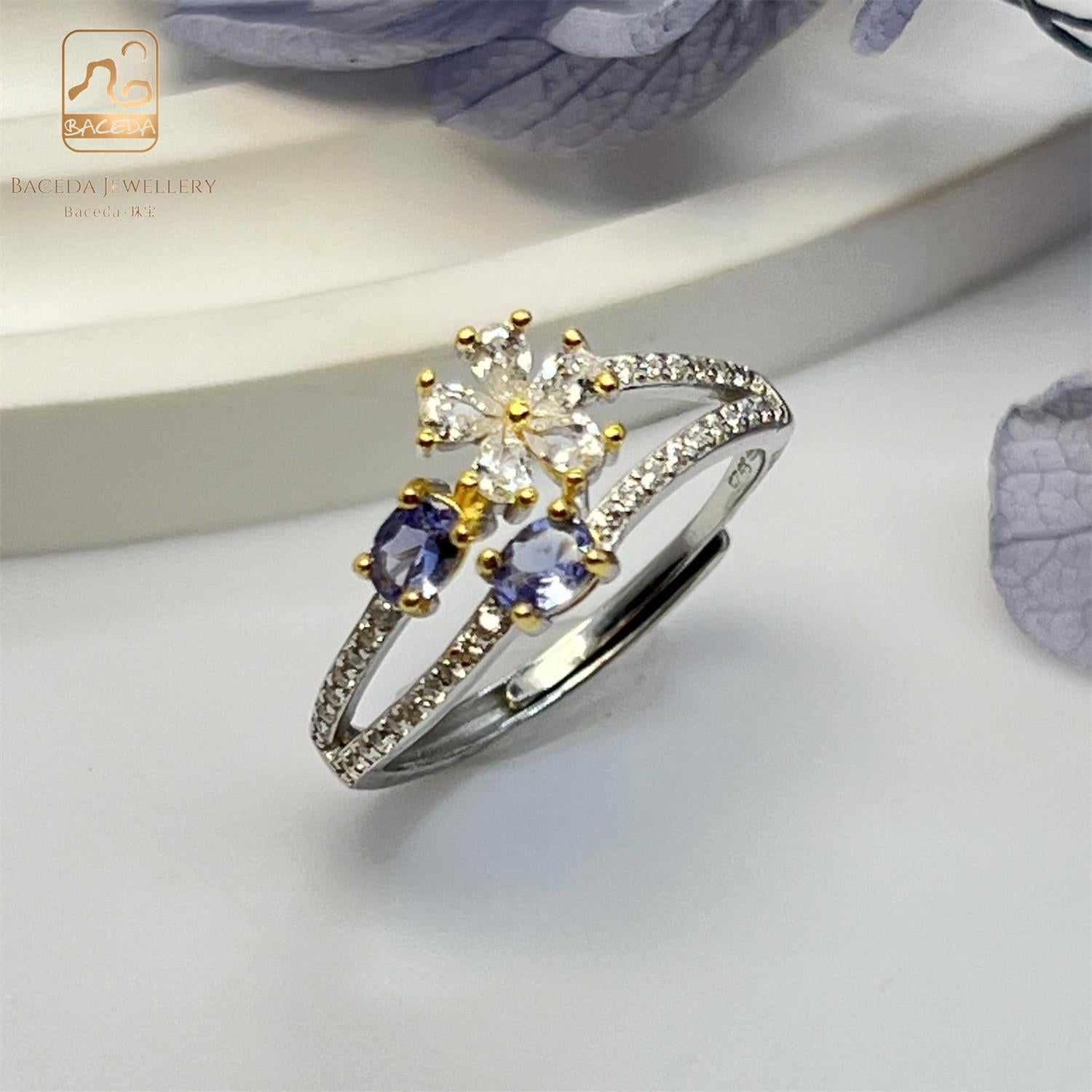 Baceda Tanzanite S925 Silver Rings Special-Shaped