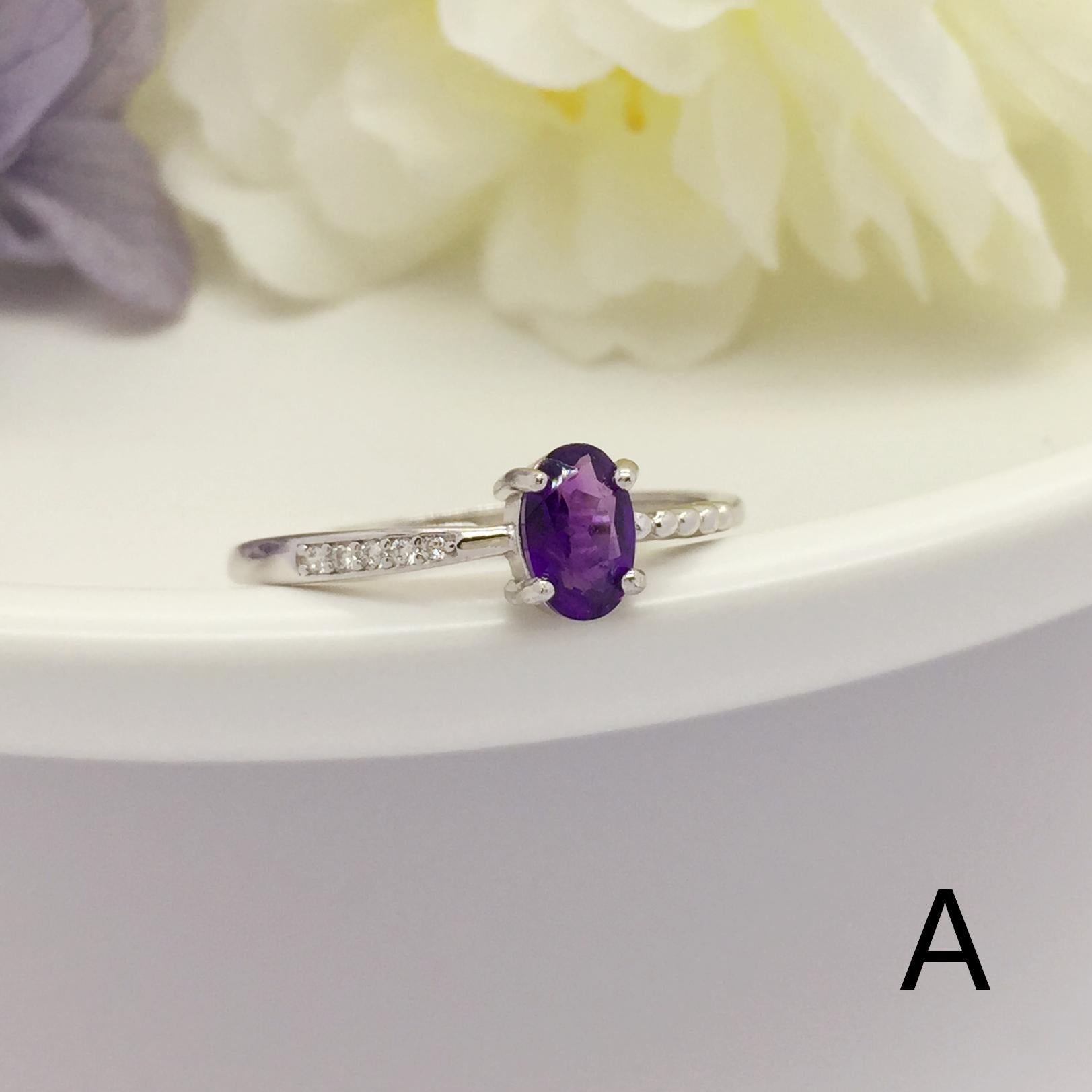 No.A-E Baceda Amethyst S925 Ring adjustable/free size with certificate