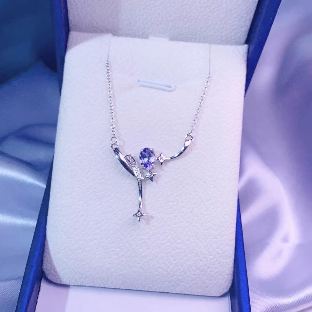 Dây chuyền bạc Baceda Tanzanite S925 hình dạng đặc biệt