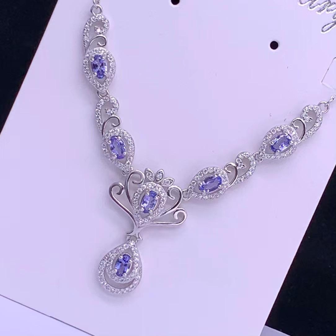 Dây chuyền bạc Baceda Tanzanite S925 hình dạng đặc biệt