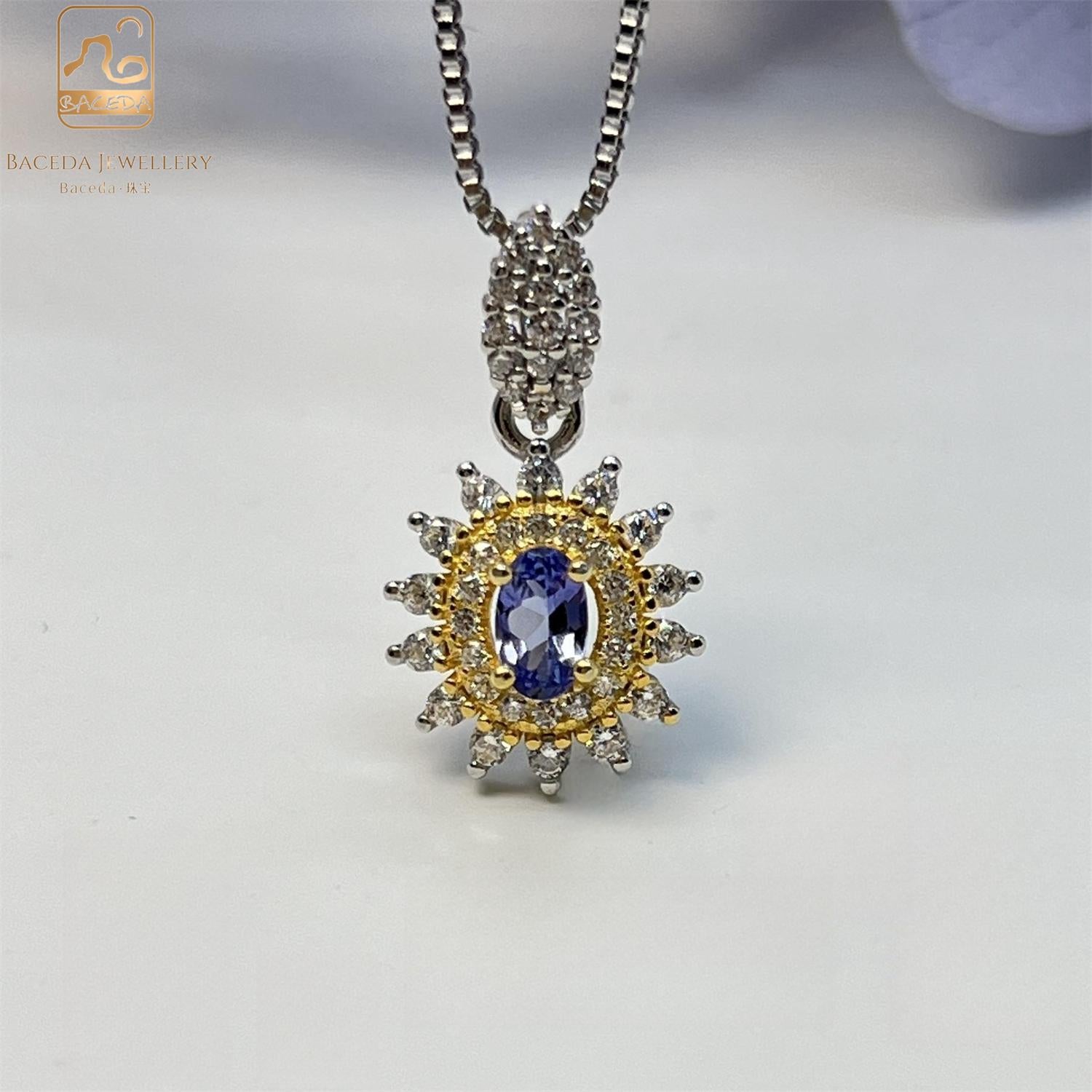 Baceda Tanzanite S925 Silver Pendant Special-Shaped