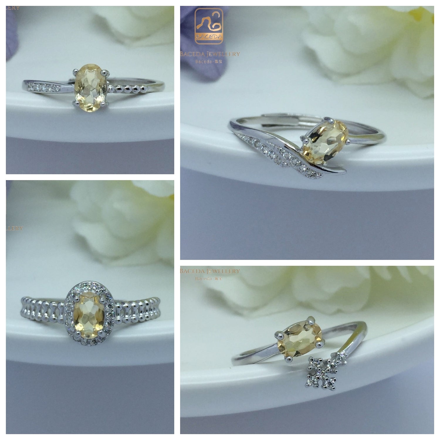 No.A-E Baceda Citrine S925 ring adjustable/free size with certificate