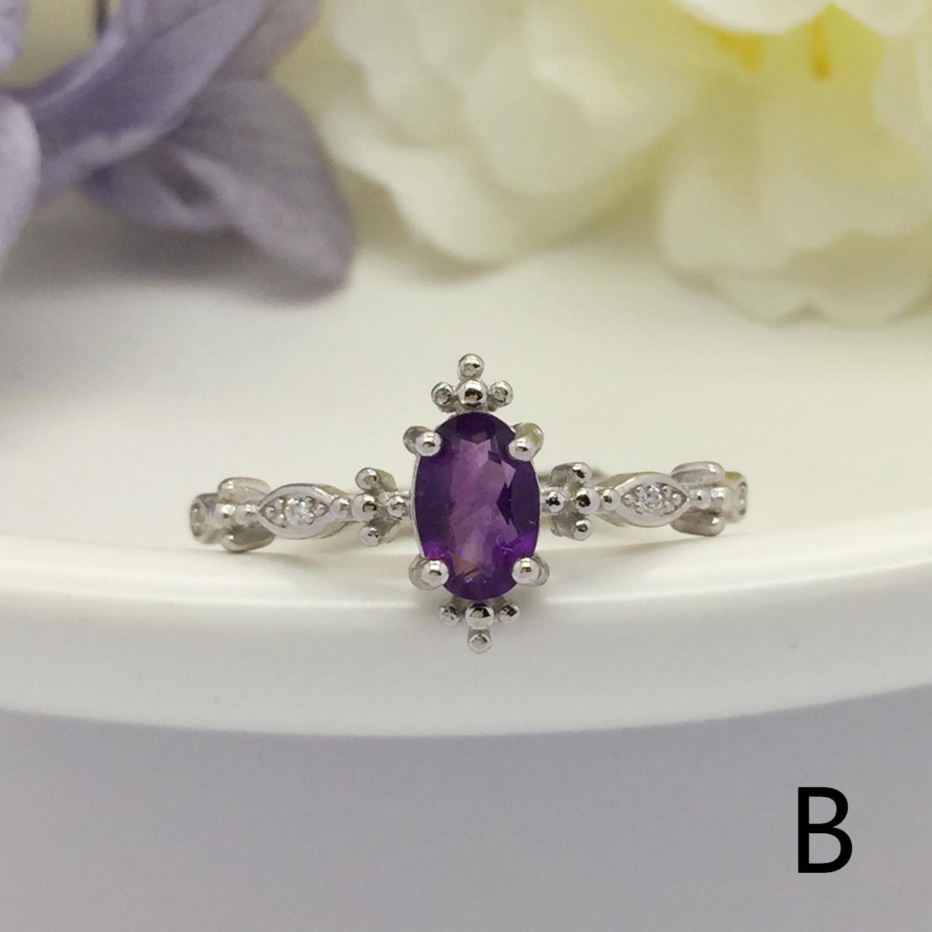 No.A-E Baceda Amethyst S925 Ring adjustable/free size with certificate