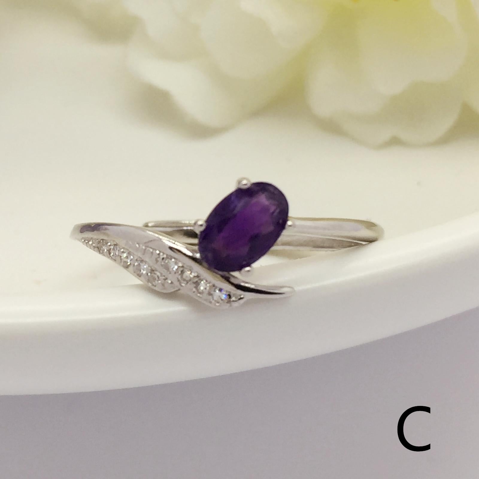 No.A-E Baceda Amethyst S925 Ring adjustable/free size with certificate
