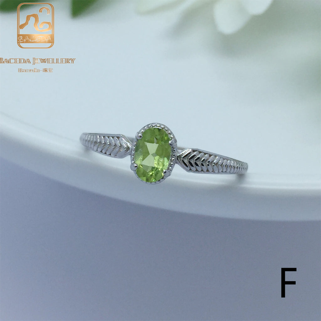 No.F-K Baceda natural Peridot S925 Ring adjustable/free size with certificate