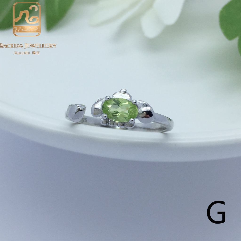No.F-K Baceda natural Peridot S925 Ring adjustable/free size with certificate