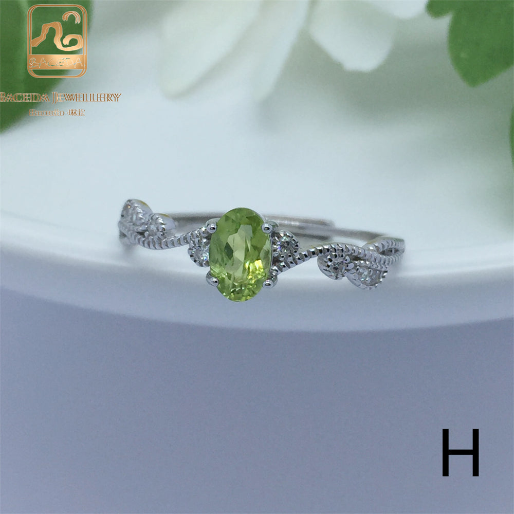No.F-K Baceda natural Peridot S925 Ring adjustable/free size with certificate