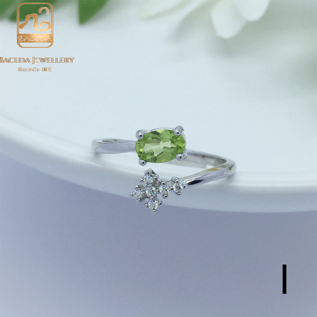No.F-K Baceda natural Peridot S925 Ring adjustable/free size with certificate
