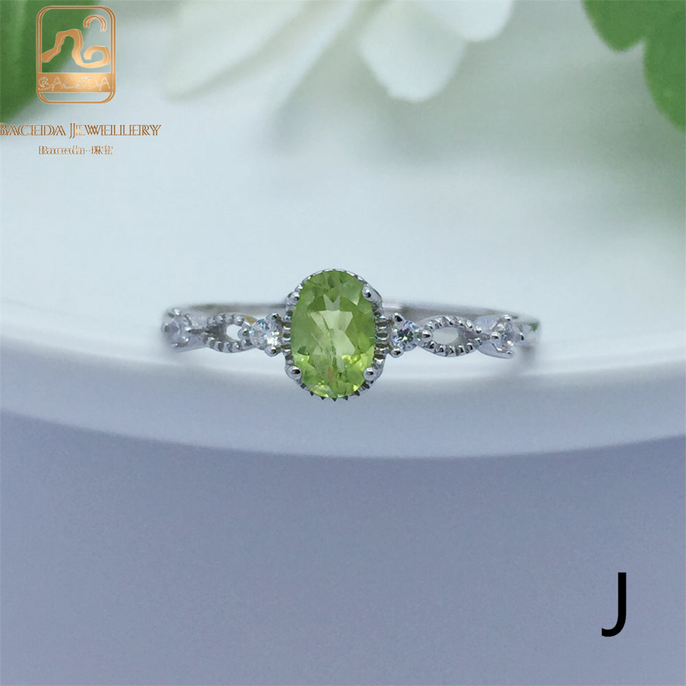No.F-K Baceda natural Peridot S925 Ring adjustable/free size with certificate