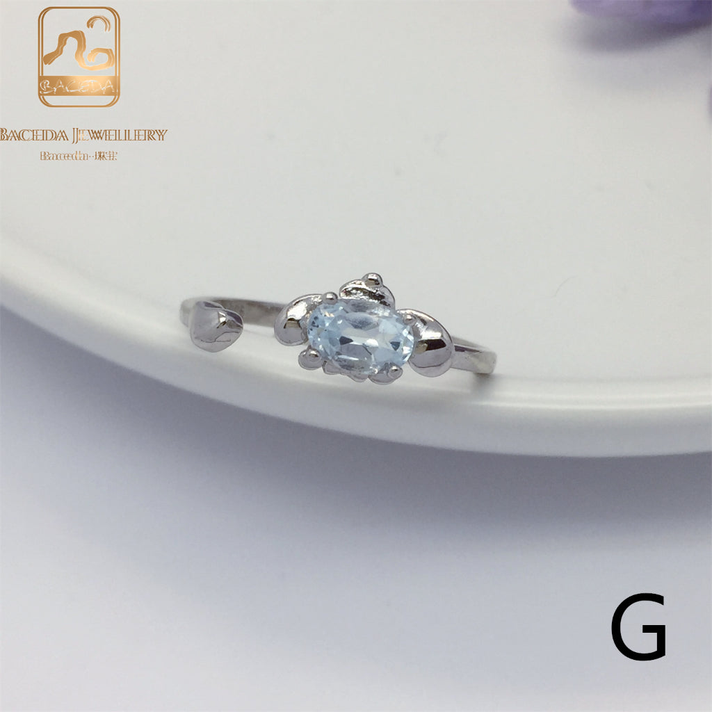 No.F-J Baceda natural Topaz S925 Ring adjustable/free size with certificate