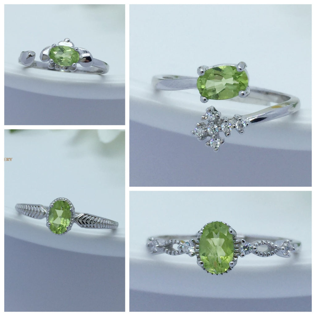 No.F-K Baceda natural Peridot S925 Ring adjustable/free size with certificate