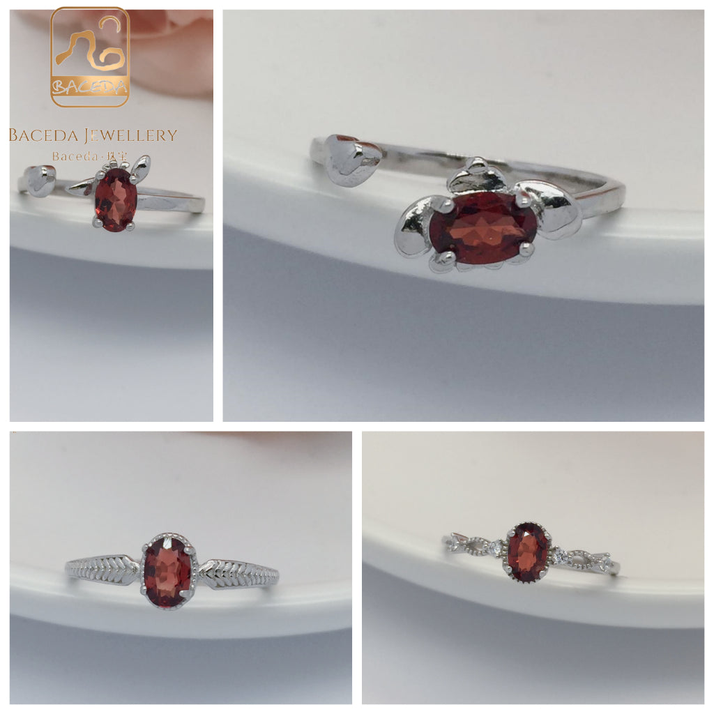NO.F-J Baceda natural garnet S925 ring adjustable/free size with lock and certificate