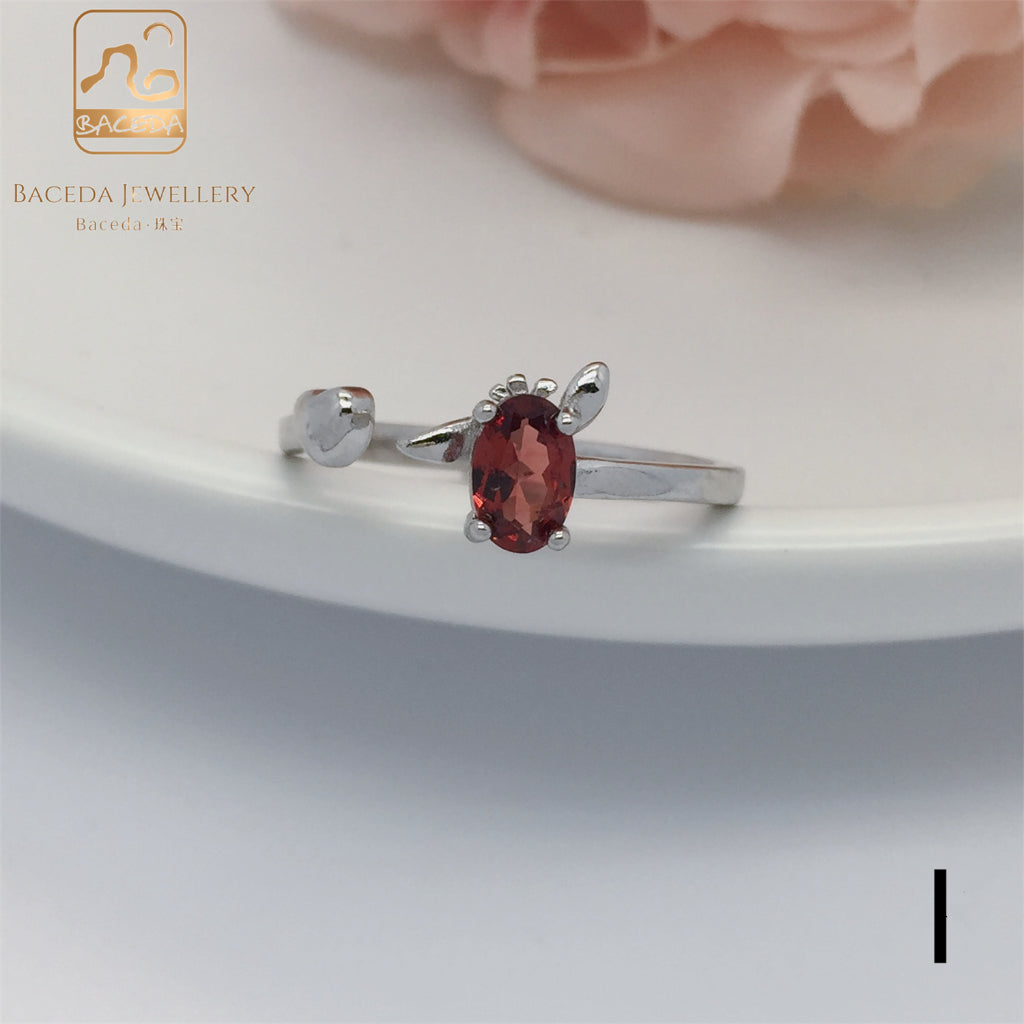 NO.F-J Baceda natural garnet S925 ring adjustable/free size with lock and certificate