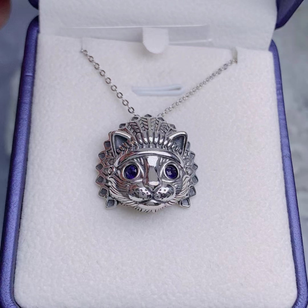 blue Sapphire pendant S925 silver sterling gemstone round oval fashion design jewelry