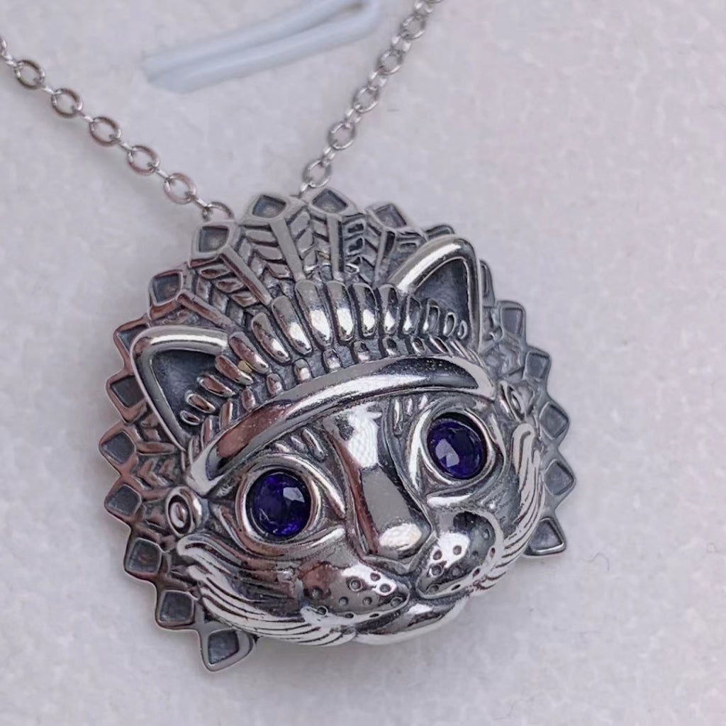 blue Sapphire pendant S925 silver sterling gemstone round oval fashion design jewelry