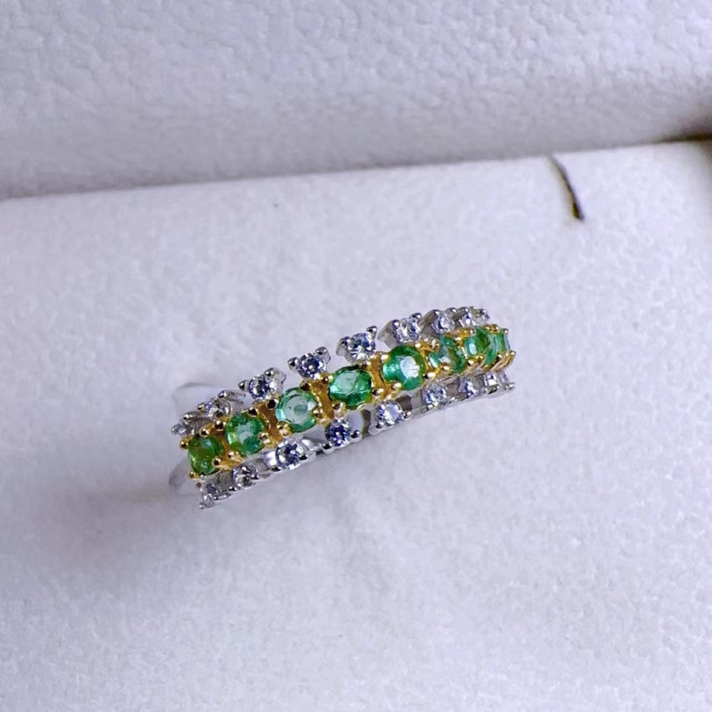 Emerald Ring Crown Butterfly Cute Design S925 Silver Sterling Adjustable Size Rings Jewellery