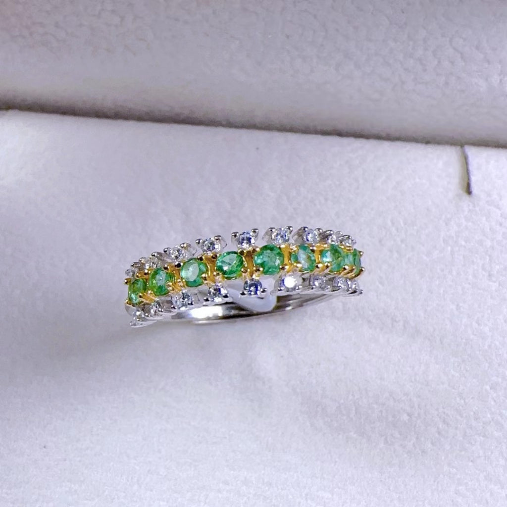 Emerald Ring Crown Butterfly Cute Design S925 Silver Sterling Adjustable Size Rings Jewellery