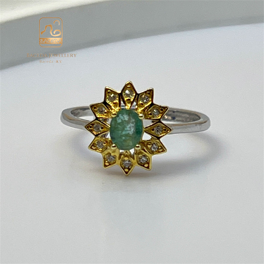 Emerald Ring Crown Butterfly Cute Design S925 Silver Sterling Adjustable Size Rings Jewellery