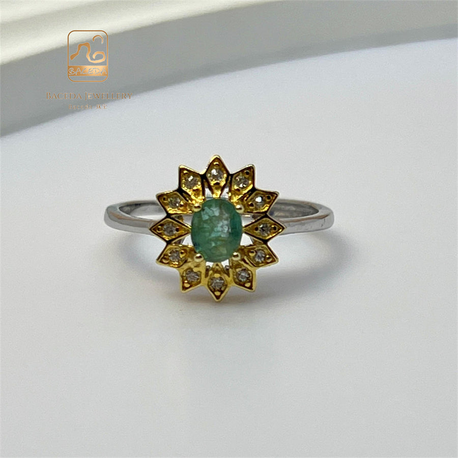 Emerald Ring Crown Butterfly Cute Design S925 Silver Sterling Adjustable Size Rings Jewellery